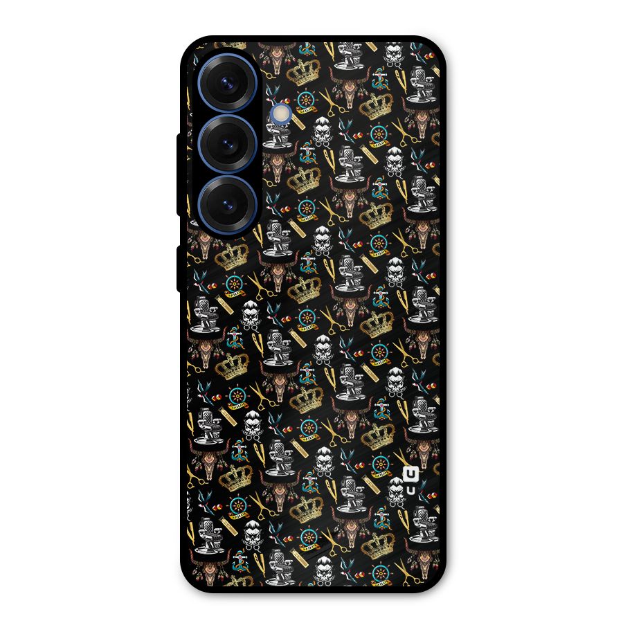 Cool Barber Pattern Metal Back Case for Galaxy S25
