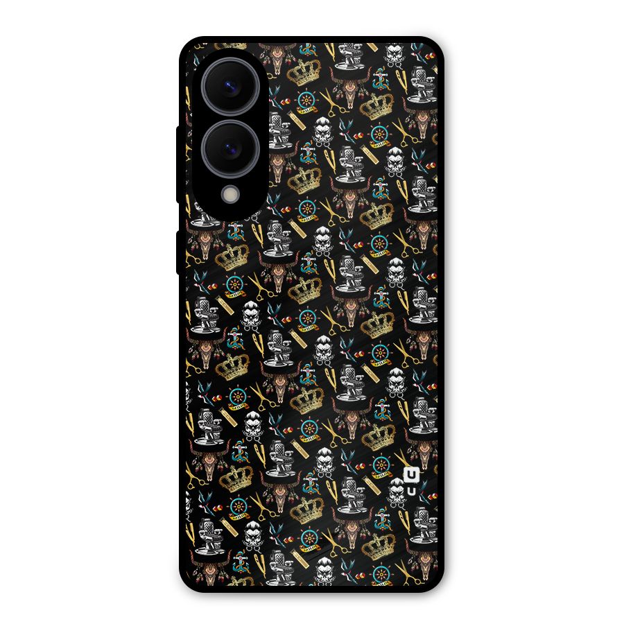 Cool Barber Pattern Metal Back Case for Galaxy S25 Edge