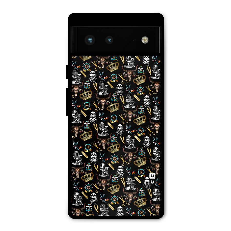 Cool Barber Pattern Metal Back Case for Google Pixel 6