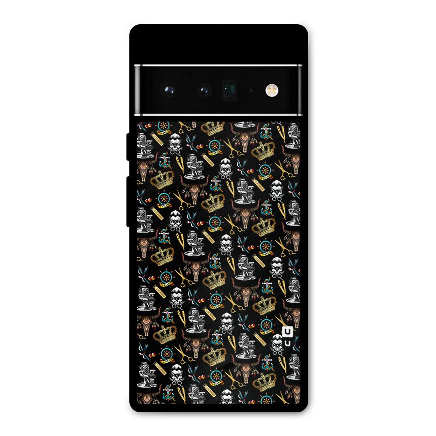 Cool Barber Pattern Metal Back Case for Google Pixel 6 Pro