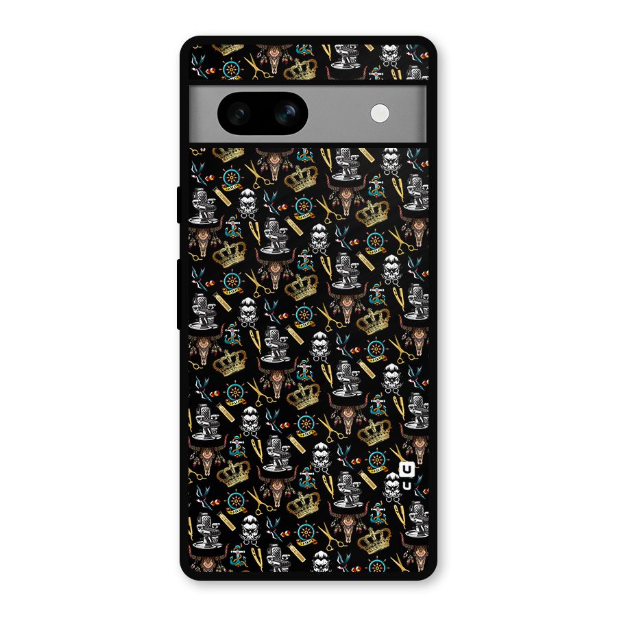 Cool Barber Pattern Metal Back Case for Google Pixel 7a