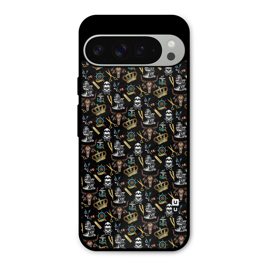 Cool Barber Pattern Metal Back Case for Google Pixel 9 Pro XL