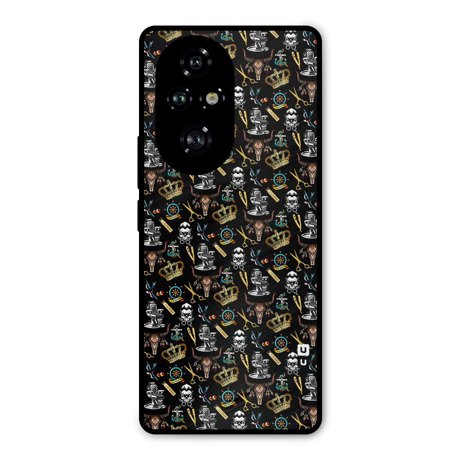 Cool Barber Pattern Metal Back Case for Honor 200 Pro