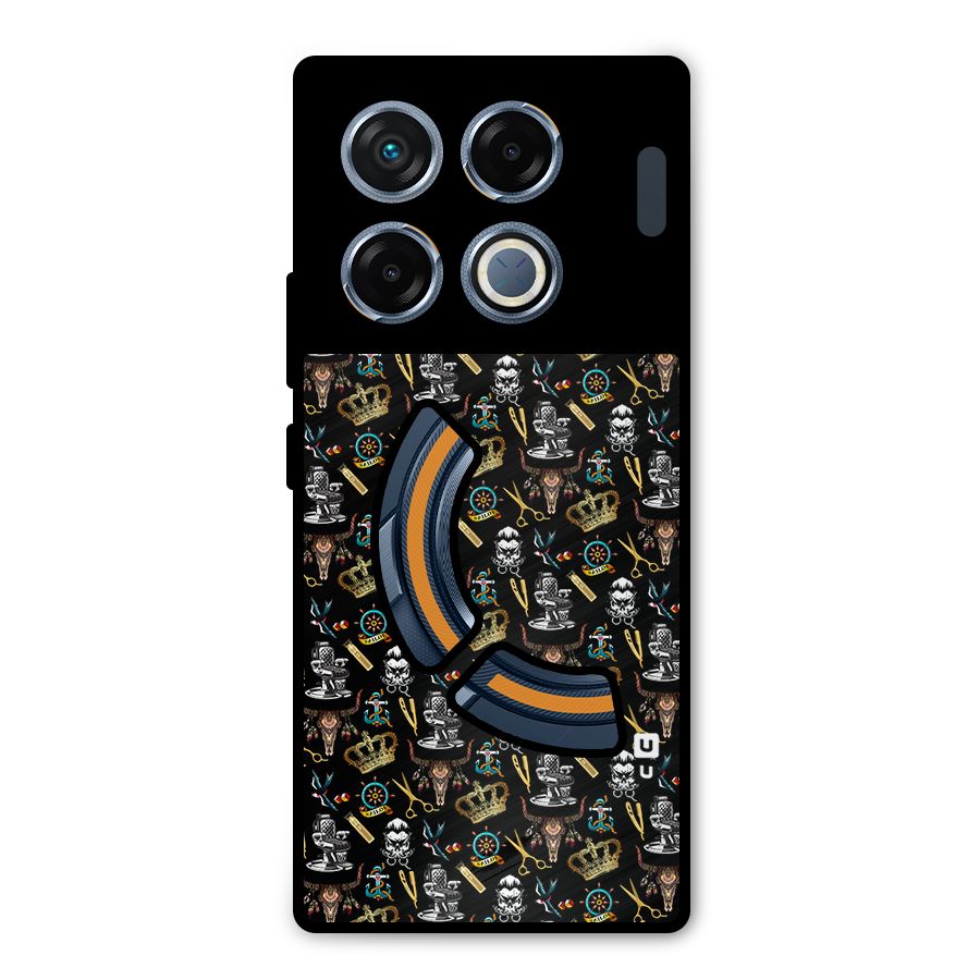 Cool Barber Pattern Metal Back Case for Infinix GT 20 Pro