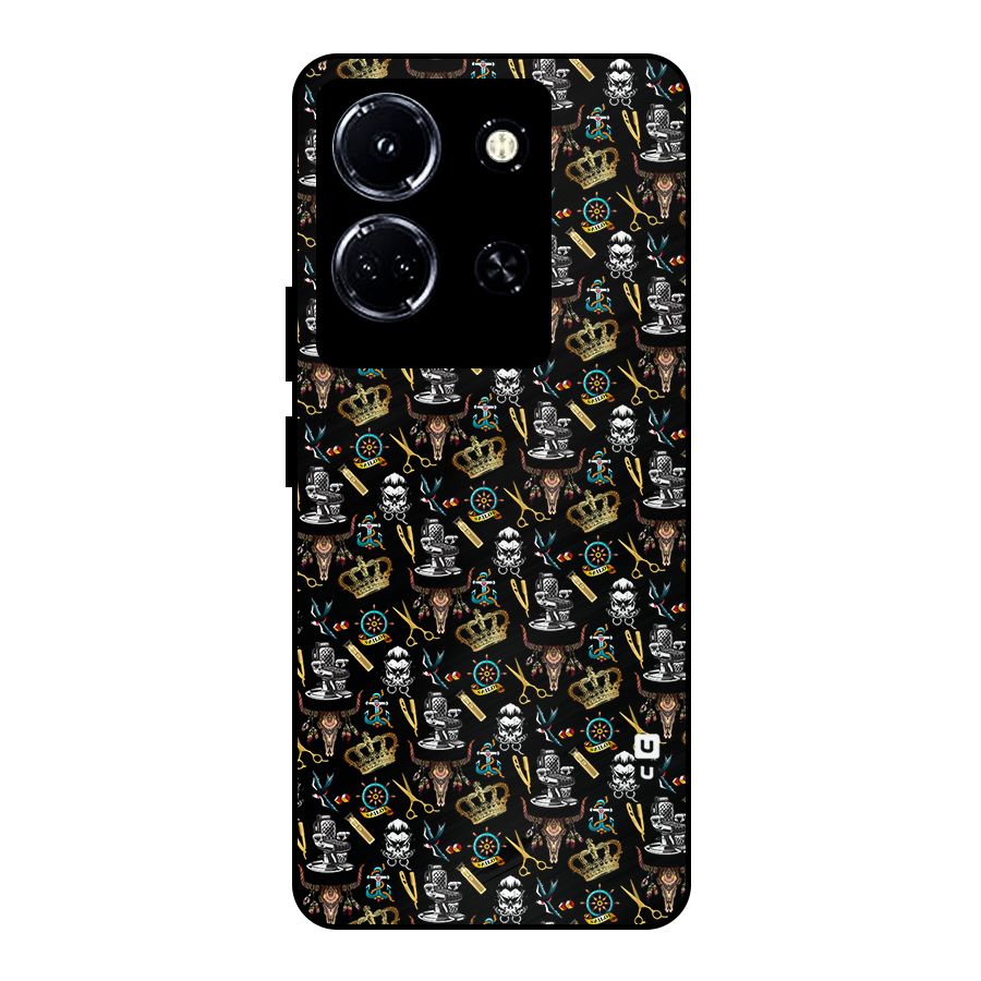 Cool Barber Pattern Metal Back Case for Infinix Note 30 5G