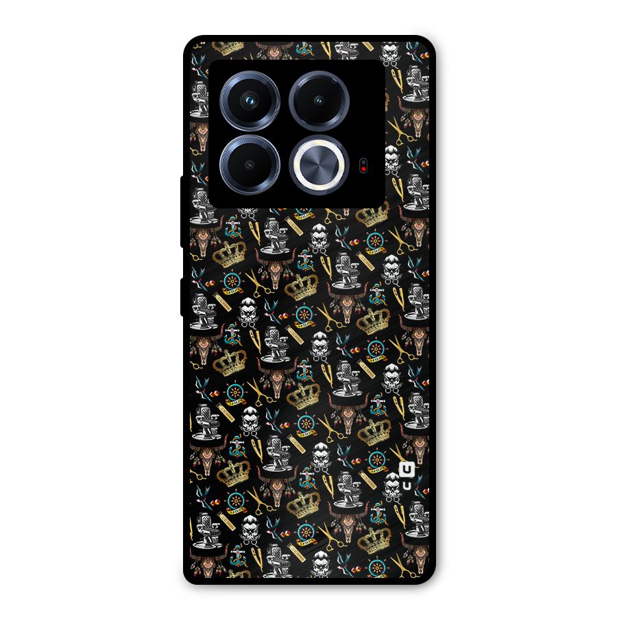 Cool Barber Pattern Metal Back Case for Infinix Note 40 5G