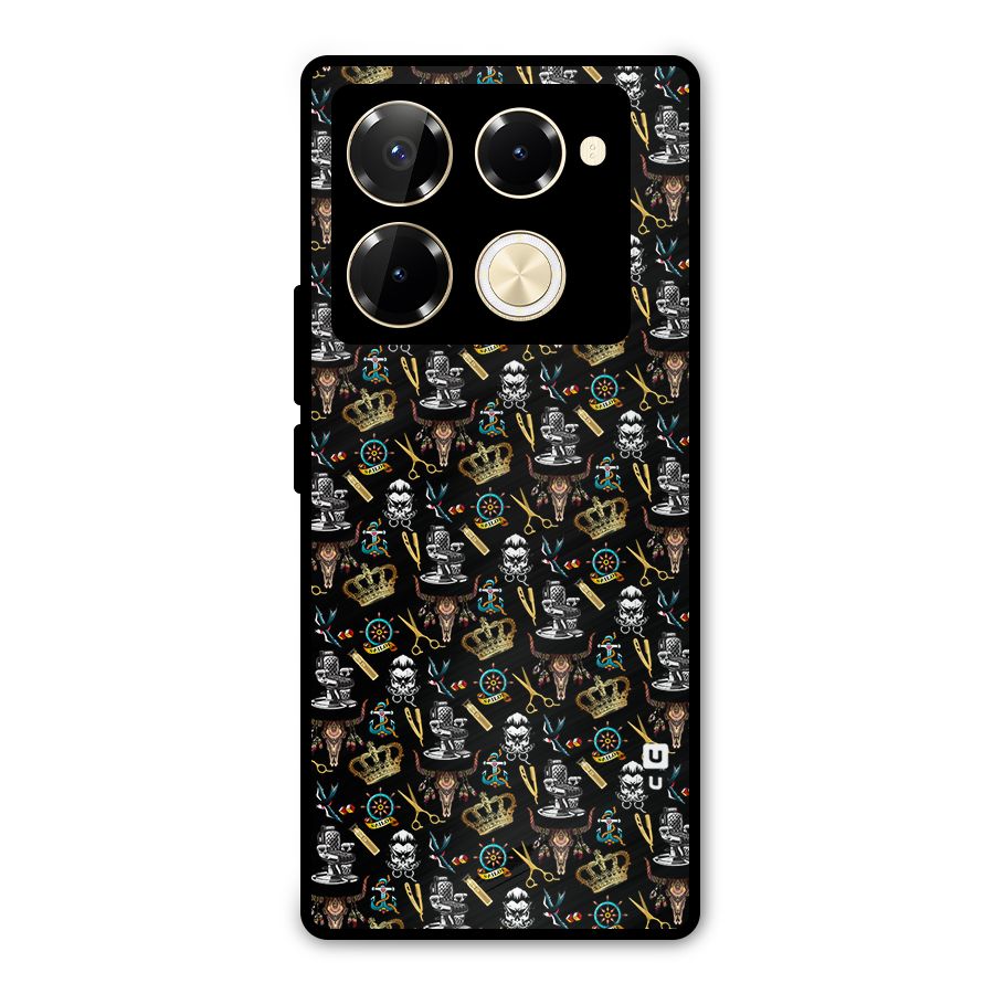 Cool Barber Pattern Metal Back Case for Infinix Note 40 Pro Plus