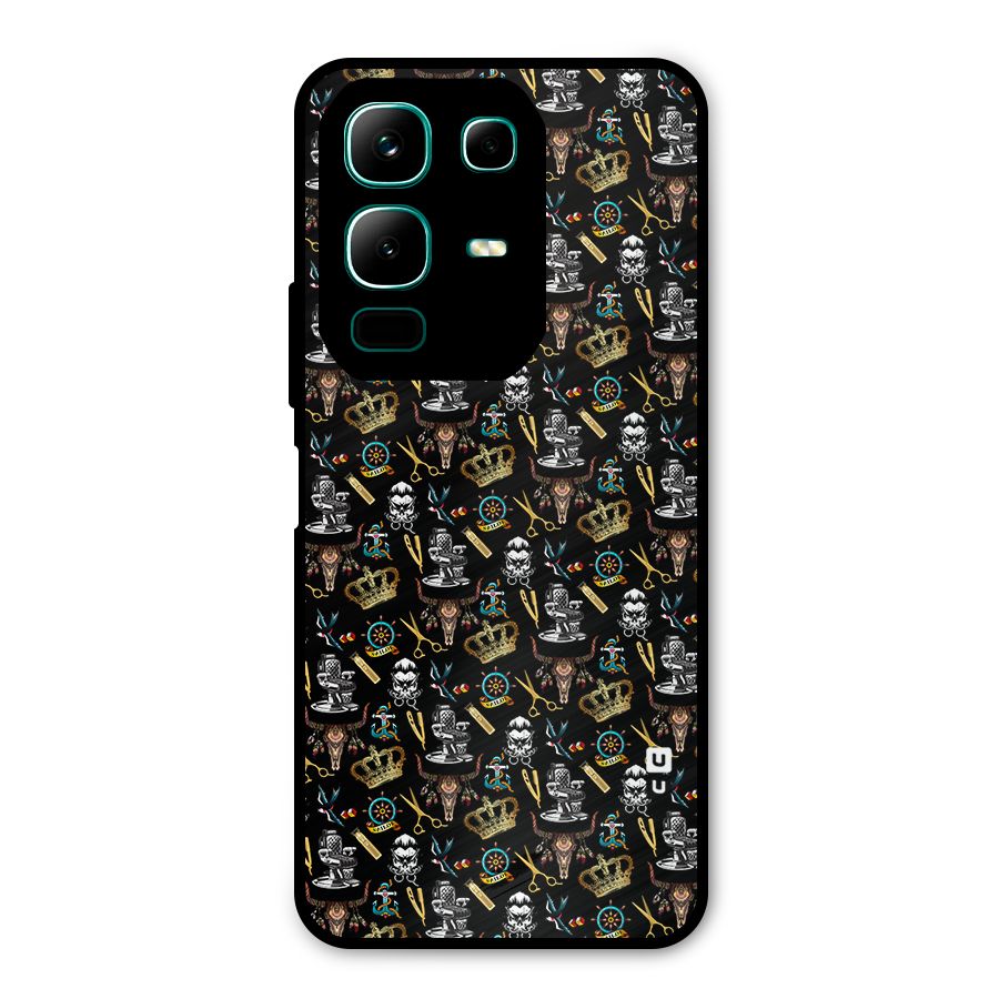 Cool Barber Pattern Metal Back Case for Infinix Note 50x