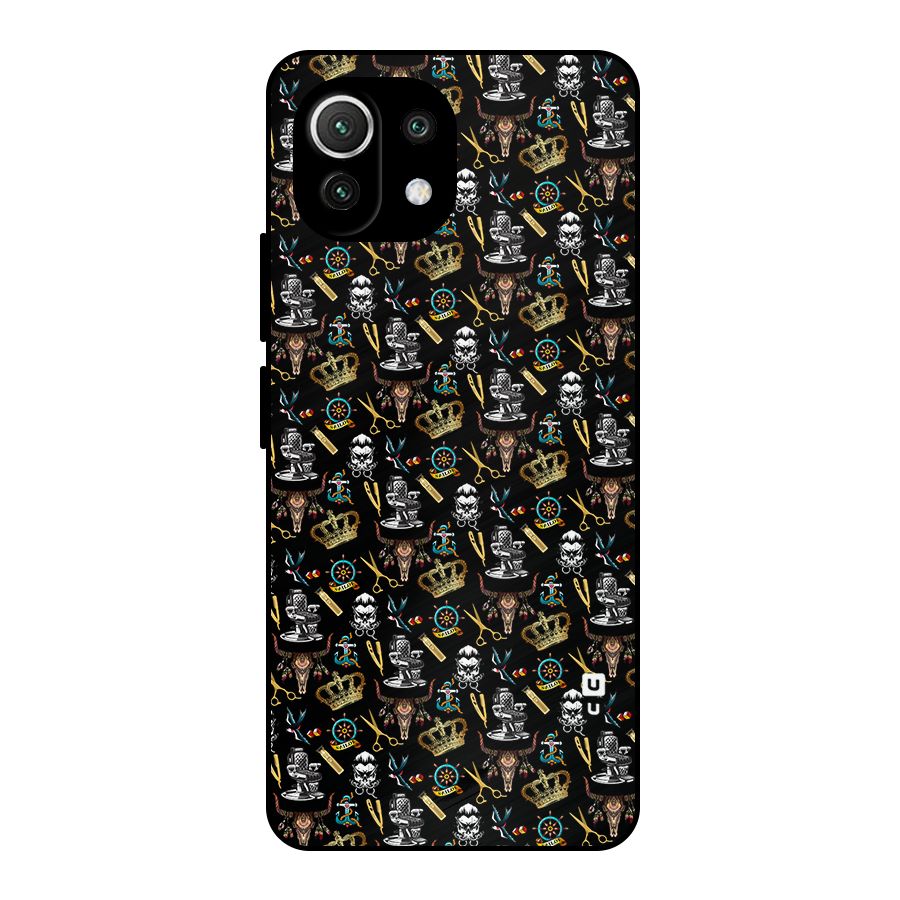 Cool Barber Pattern Metal Back Case for Mi 11 Lite NE 5G