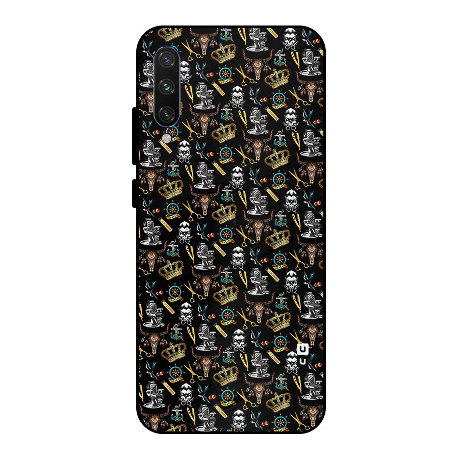 Cool Barber Pattern Metal Back Case for Mi A3
