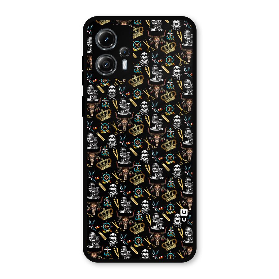 Cool Barber Pattern Metal Back Case for Moto G13