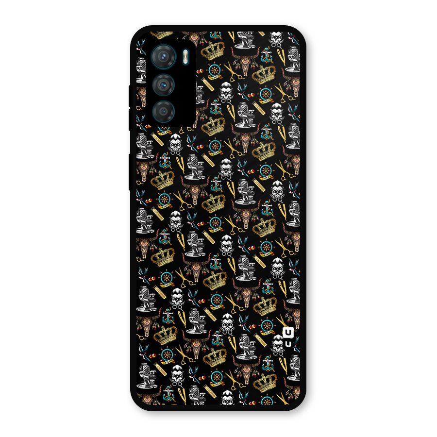 Cool Barber Pattern Metal Back Case for Moto G42