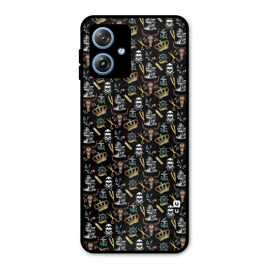 Cool Barber Pattern Metal Back Case for Moto G54