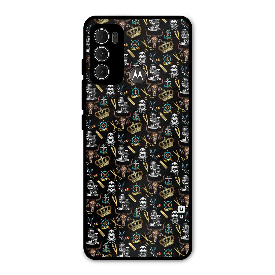 Cool Barber Pattern Metal Back Case for Moto G60