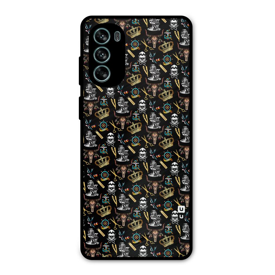 Cool Barber Pattern Metal Back Case for Moto G62