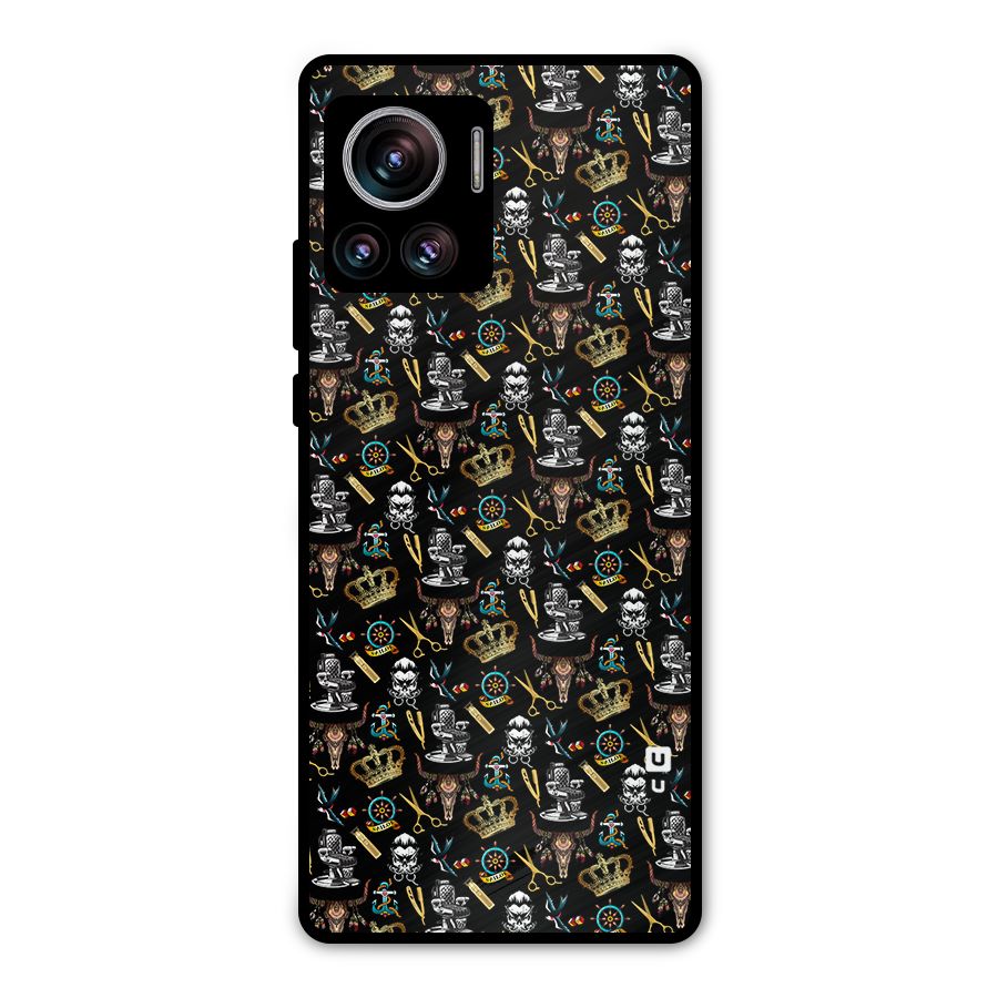 Cool Barber Pattern Metal Back Case for Motorola Edge 30 Ultra