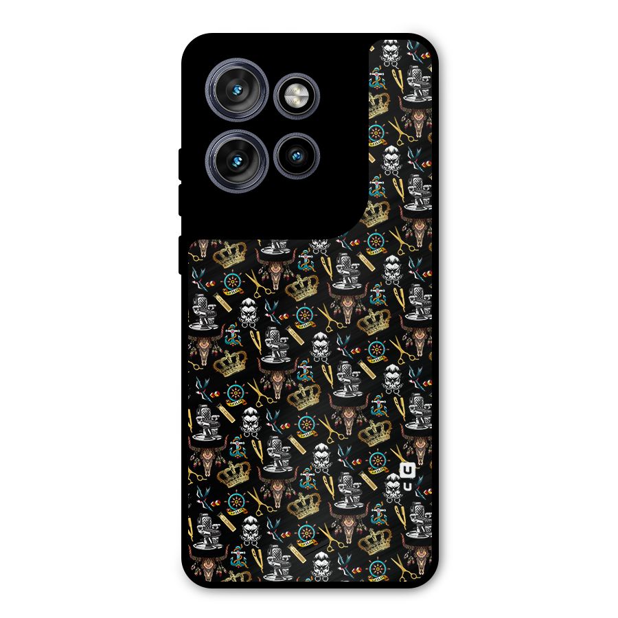Cool Barber Pattern Metal Back Case for Motorola Edge 50 Neo