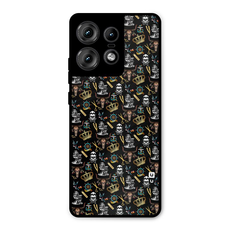 Cool Barber Pattern Metal Back Case for Motorola Edge 50 Pro