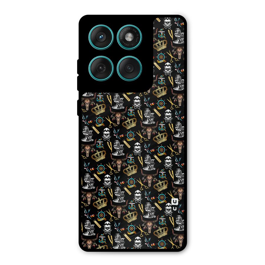 Cool Barber Pattern Metal Back Case for Motorola Edge 60 Fusion