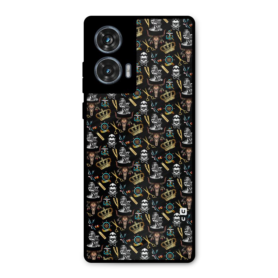 Cool Barber Pattern Metal Back Case for Motorola G96