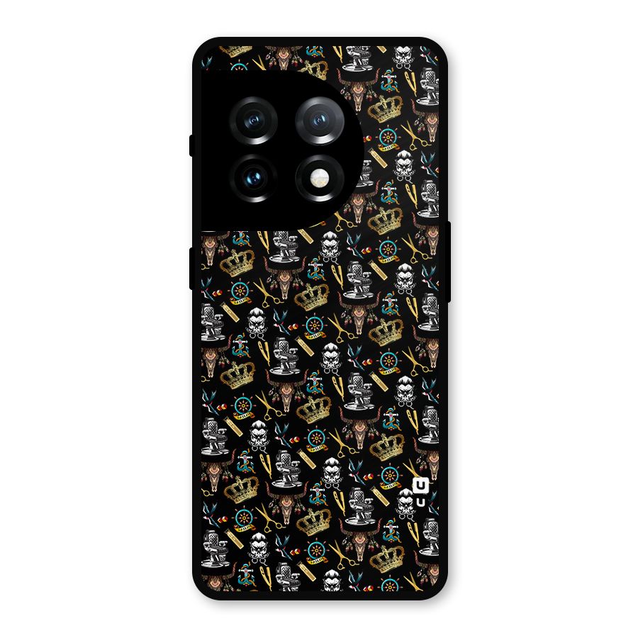 Cool Barber Pattern Metal Back Case for OnePlus 11