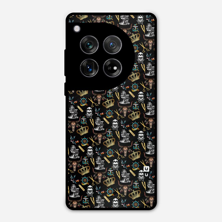Cool Barber Pattern Metal Back Case for OnePlus 12