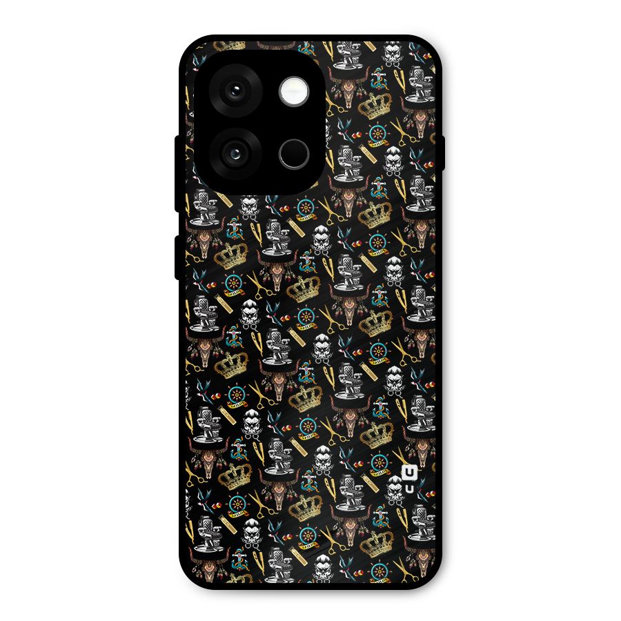 Cool Barber Pattern Metal Back Case for OnePlus 13s