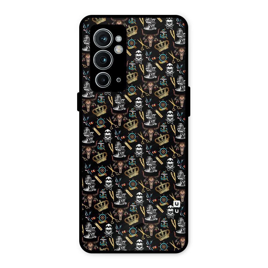 Cool Barber Pattern Metal Back Case for OnePlus 9RT 5G