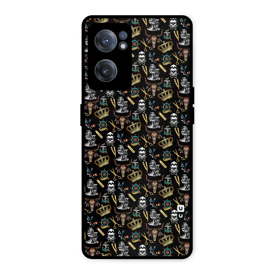 Cool Barber Pattern Metal Back Case for OnePlus Nord CE 2 5G