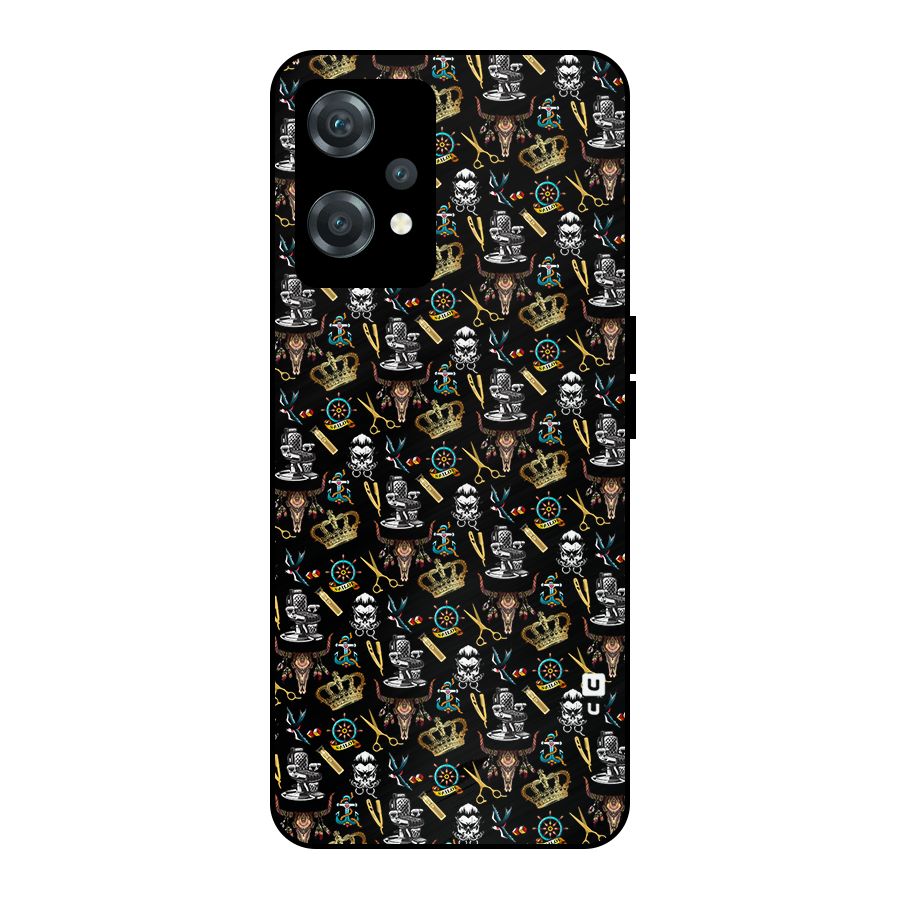 Cool Barber Pattern Metal Back Case for OnePlus Nord CE 2 Lite 5G