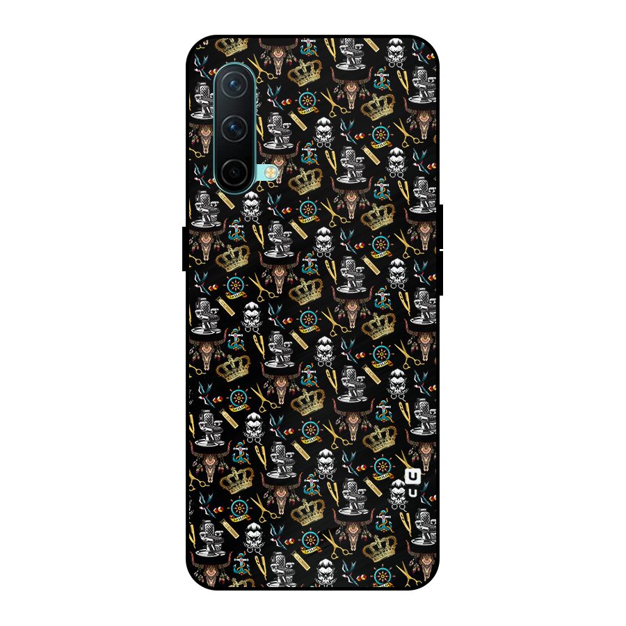 Cool Barber Pattern Metal Back Case for OnePlus Nord CE 5G