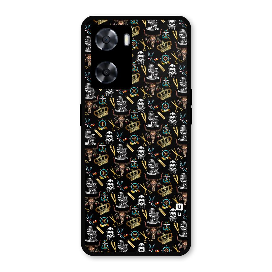 Cool Barber Pattern Metal Back Case for Oppo A57 2022