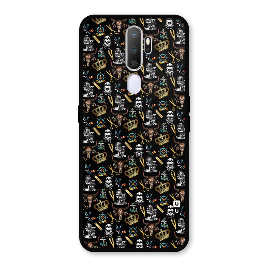 Cool Barber Pattern Metal Back Case for Oppo A5 (2020)