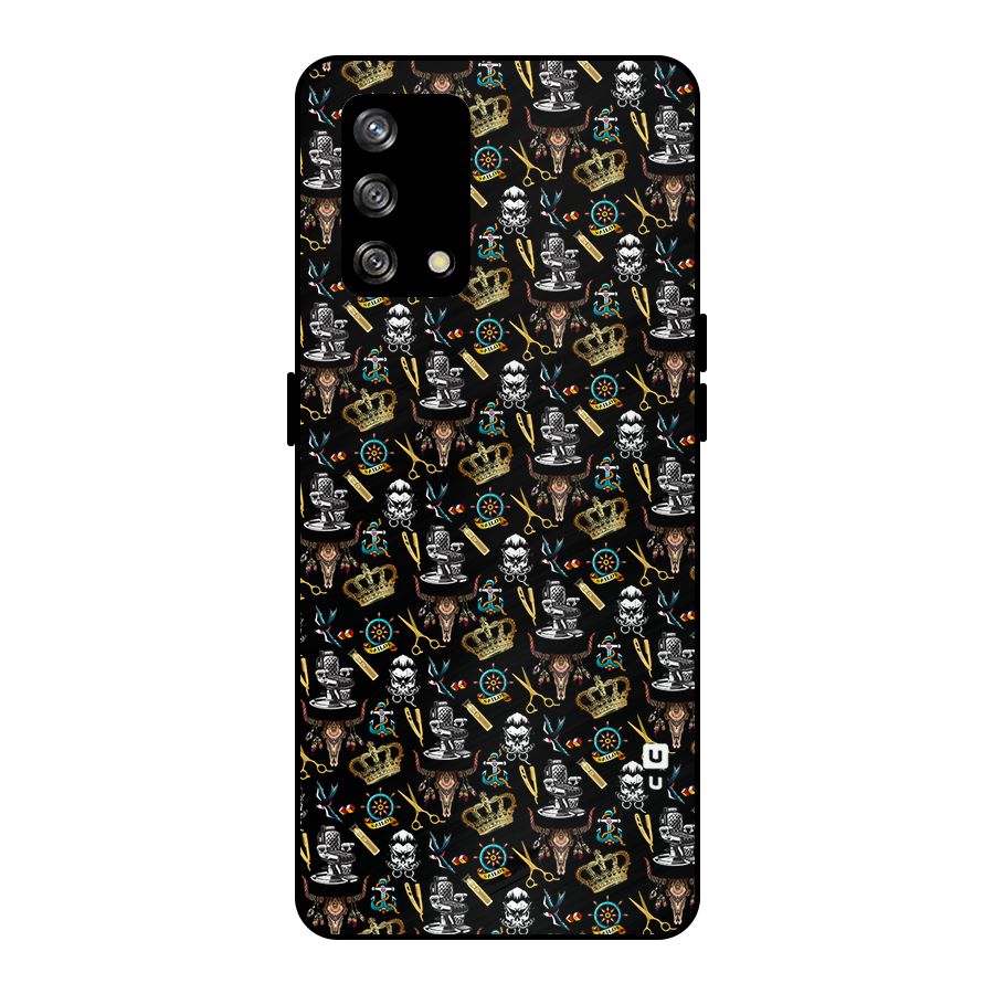 Cool Barber Pattern Metal Back Case for Oppo F19