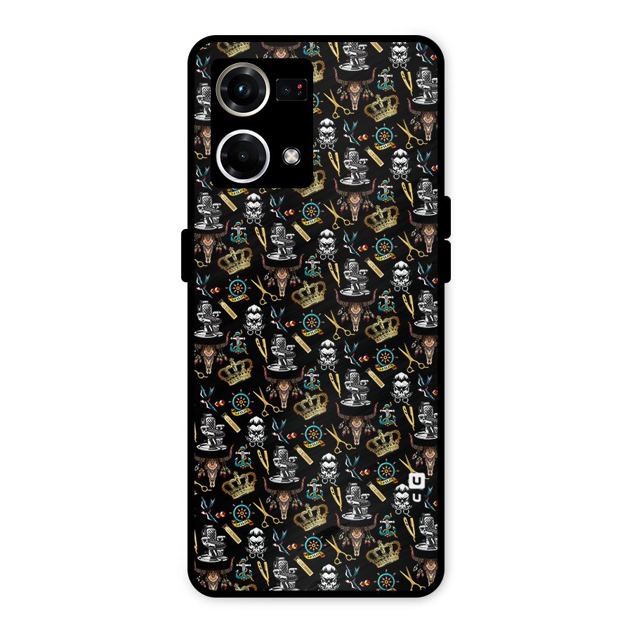 Cool Barber Pattern Metal Back Case for Oppo F21s Pro 4G