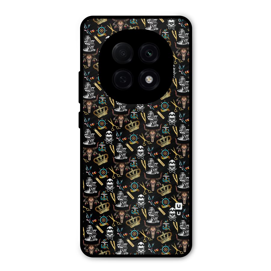 Cool Barber Pattern Metal Back Case for Oppo F29 Pro