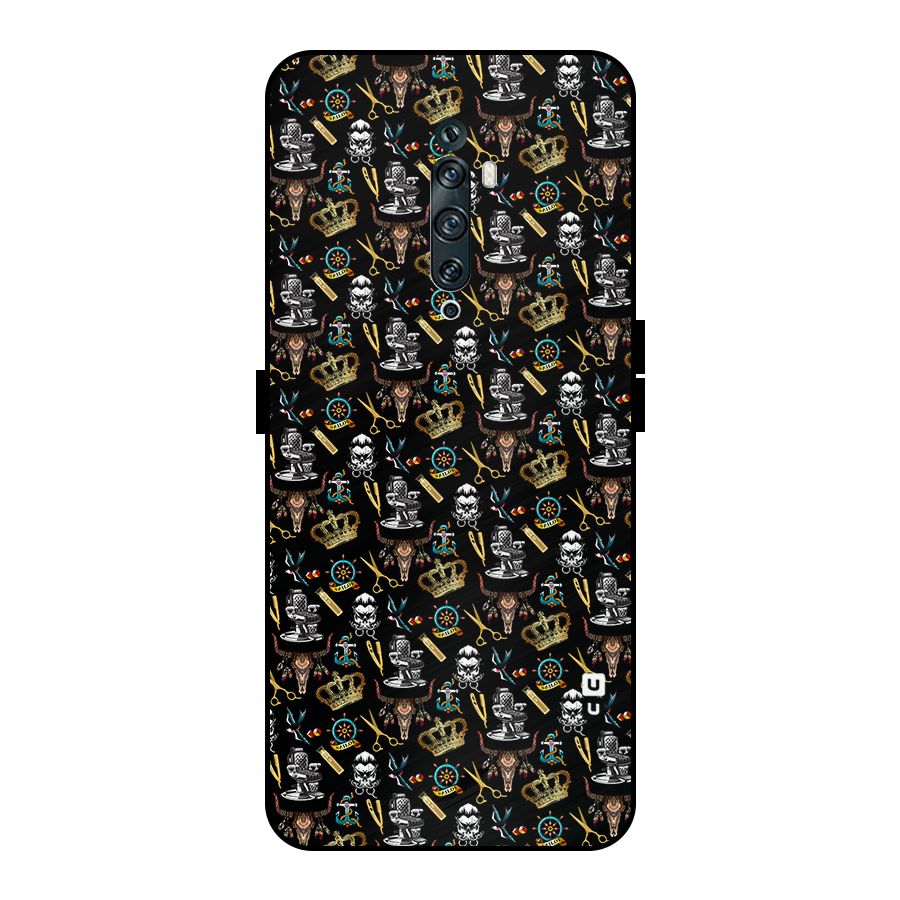 Cool Barber Pattern Metal Back Case for Oppo Reno2 Z