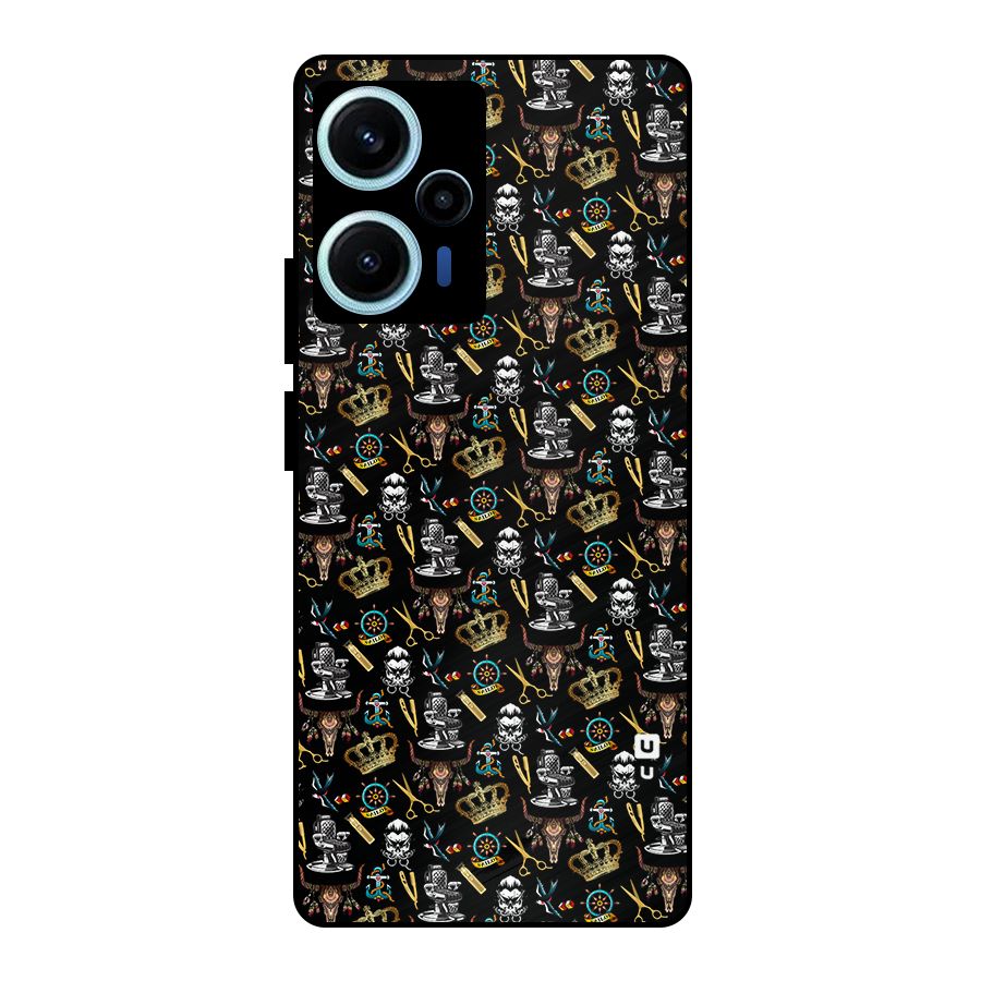 Cool Barber Pattern Metal Back Case for Poco F5