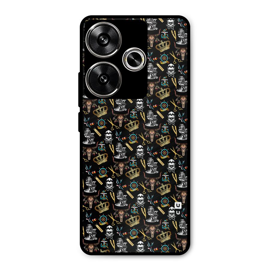 Cool Barber Pattern Metal Back Case for Poco F6