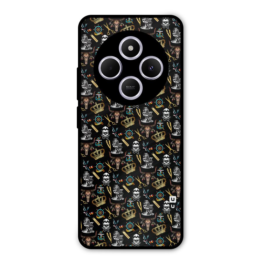Cool Barber Pattern Metal Back Case for Poco M7