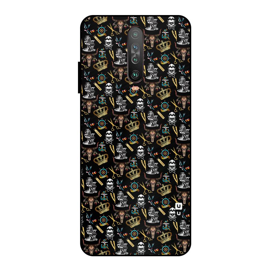 Cool Barber Pattern Metal Back Case for Poco X2