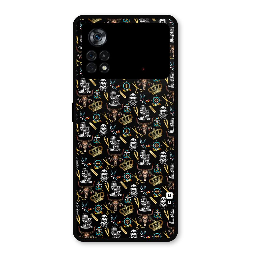 Cool Barber Pattern Metal Back Case for Poco X4 Pro 5G