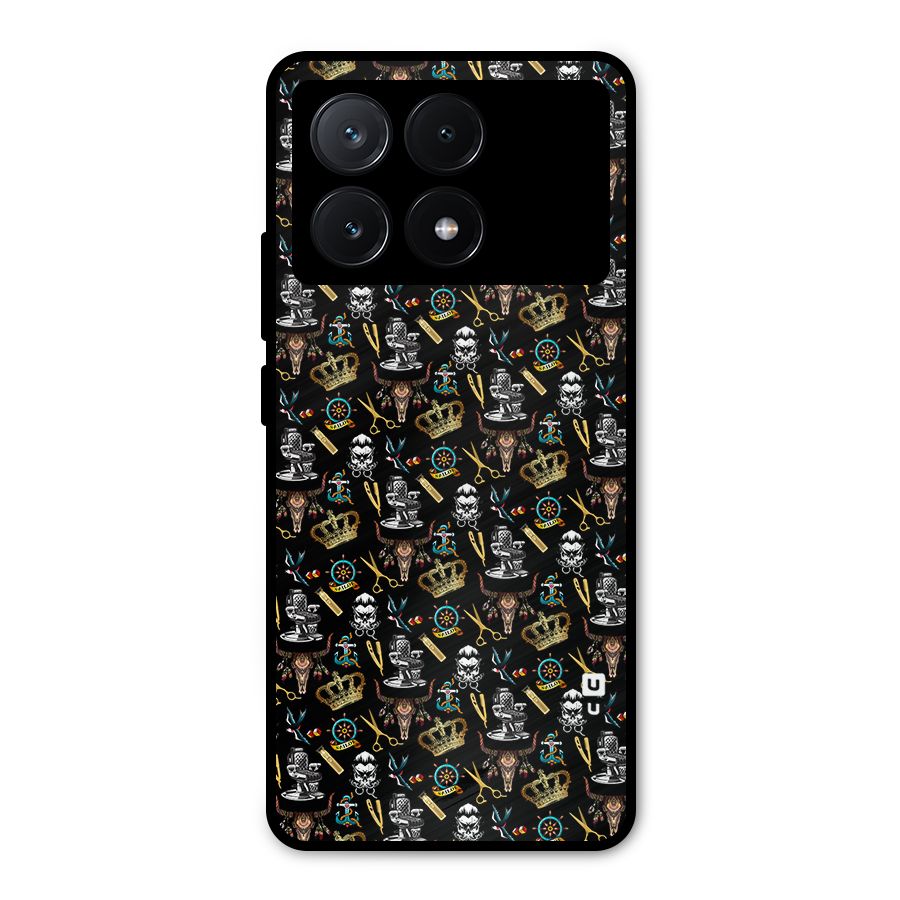 Cool Barber Pattern Metal Back Case for Poco X6 Pro