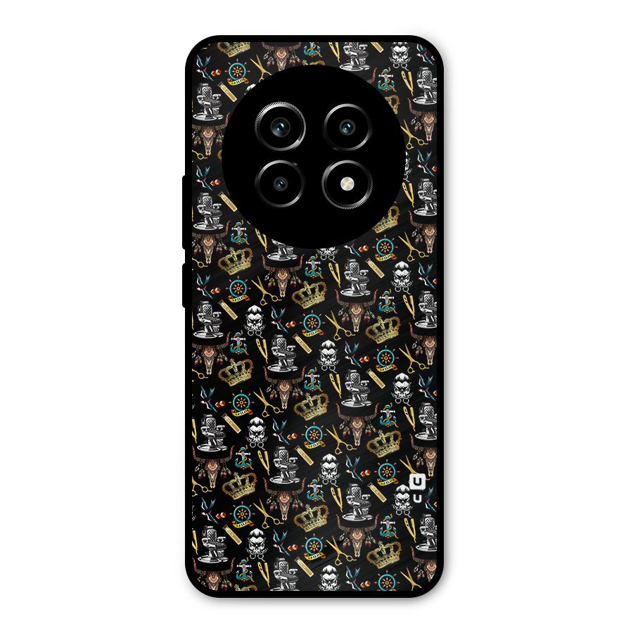 Cool Barber Pattern Metal Back Case for Realme 14 Pro Lite