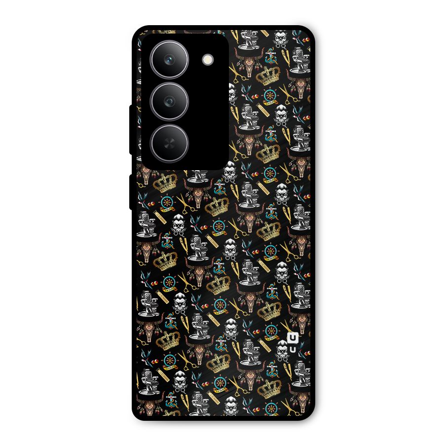 Cool Barber Pattern Metal Back Case for Realme 14x