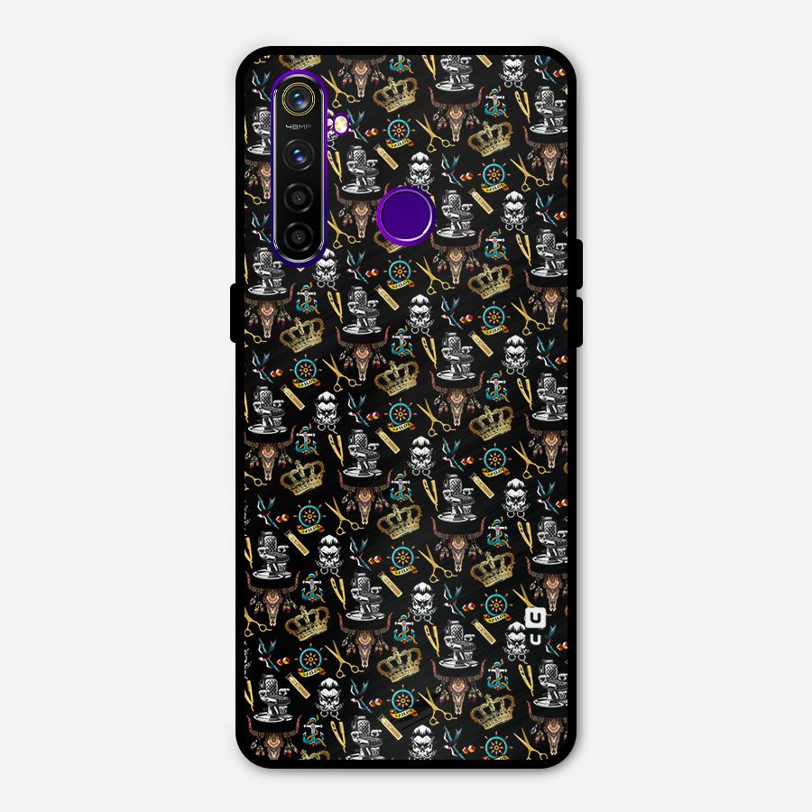 Cool Barber Pattern Metal Back Case for Realme 5 Pro