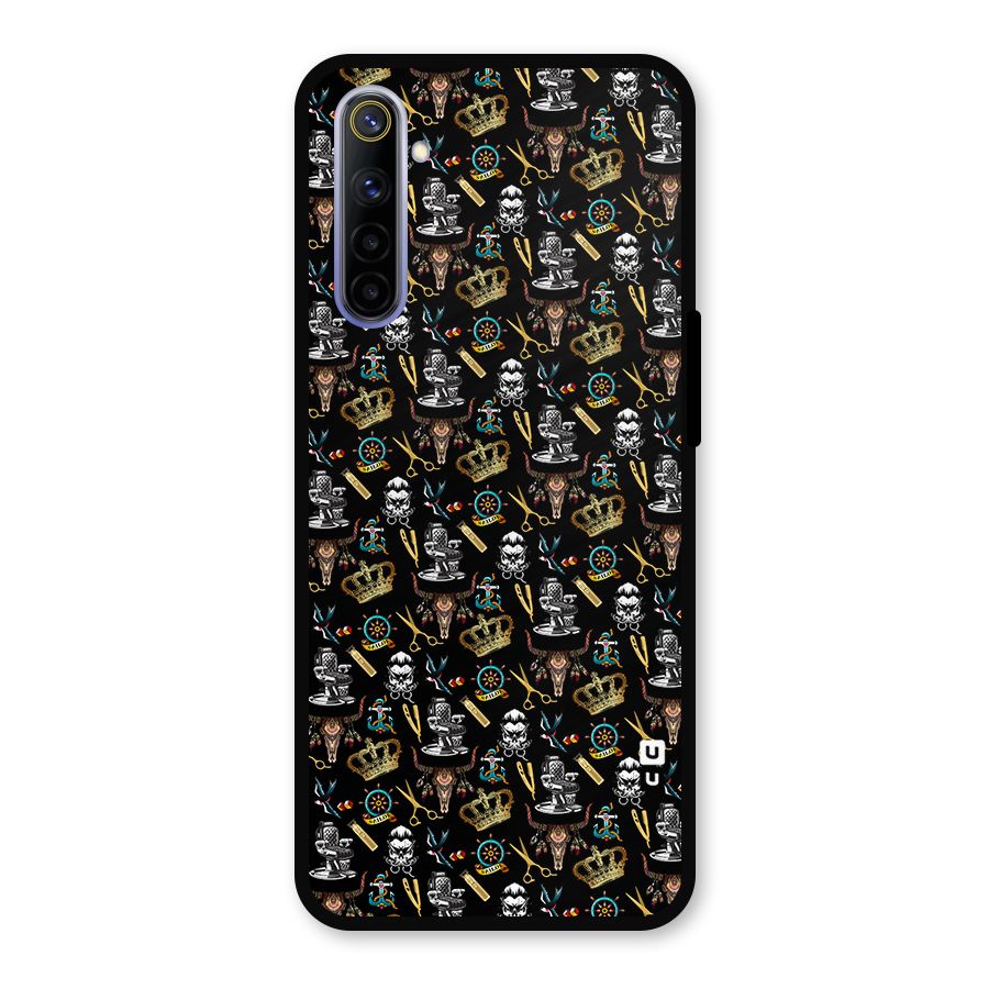 Cool Barber Pattern Metal Back Case for Realme 6