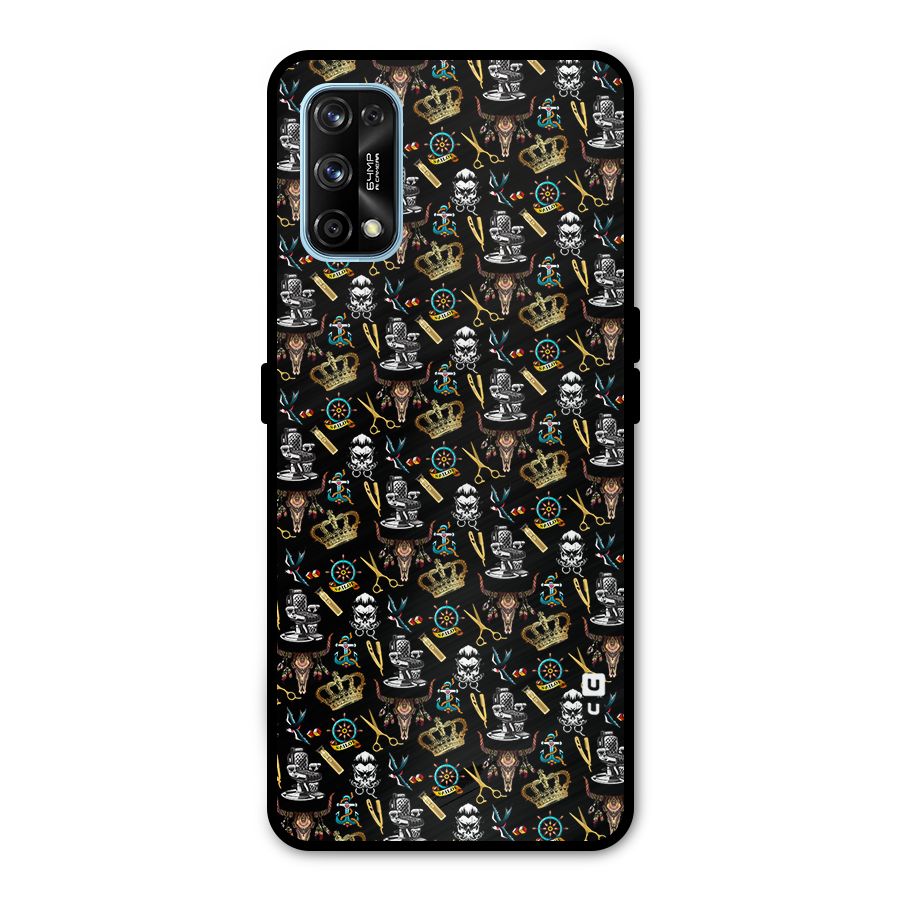 Cool Barber Pattern Metal Back Case for Realme 7 Pro
