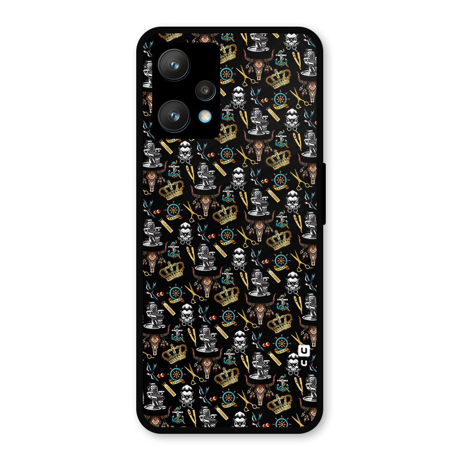 Cool Barber Pattern Metal Back Case for Realme 9 Pro Plus 5G