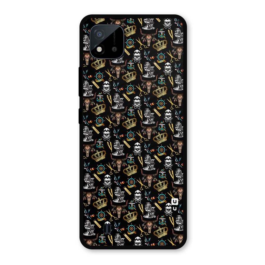 Cool Barber Pattern Metal Back Case for Realme C11 2021